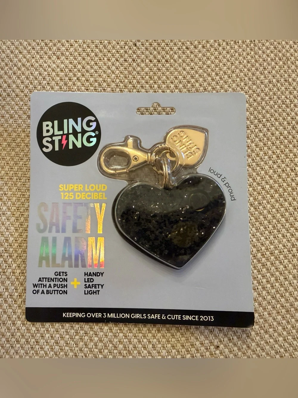 Bling Sting Safety Alarm Keychain - Black
